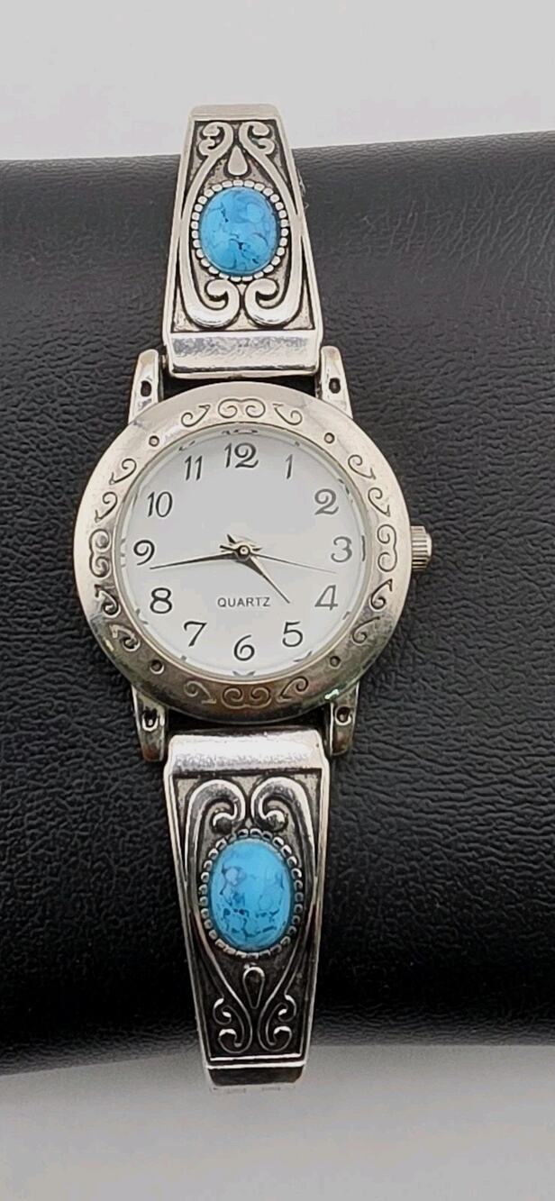 Ladies Native American Turqouise Style Art Deco Quartz Watch New Battery Runs